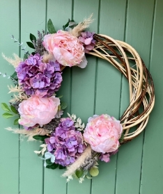 Peony and hydrangea wreath