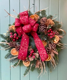 Red Burlap Wreath